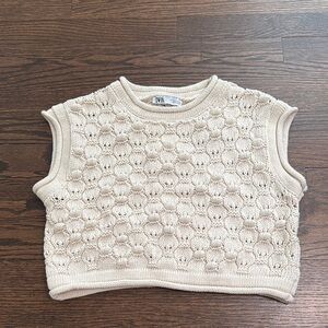 Zara Cream Knit Sleeveless Top